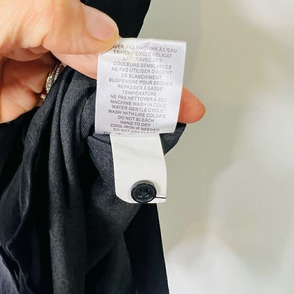 Joie Black Long Tank Top Tunic Blouse Button Up - Picture 5 of 9